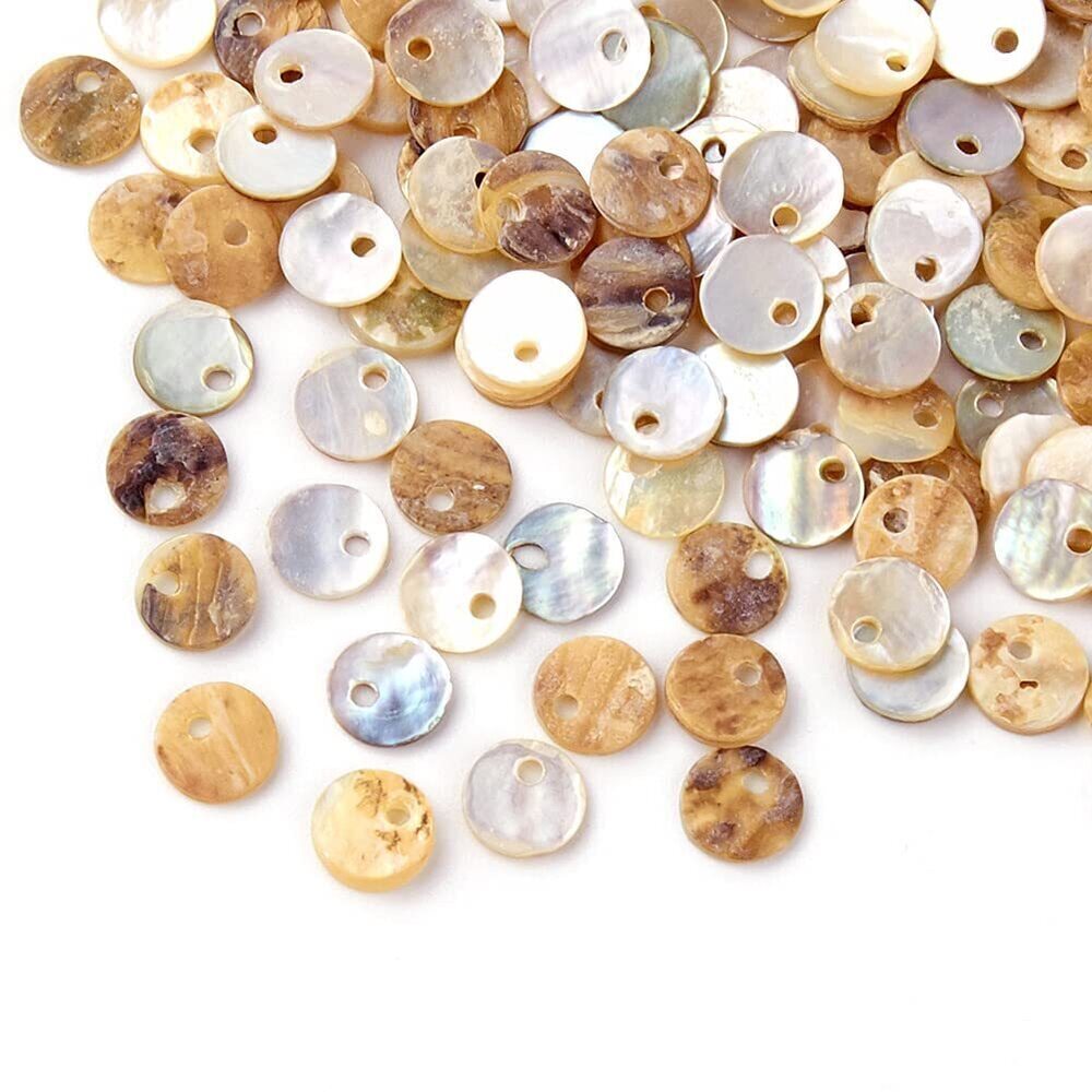 5212 Beadthoven 1000pcs 6x1mm Natural Mother of Pearl Shell Charms Mini